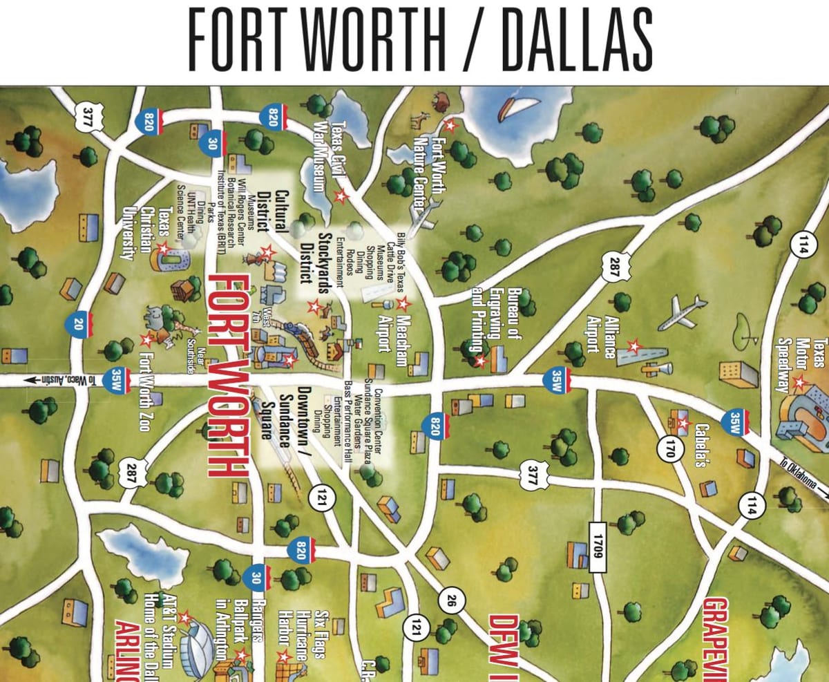 kort af Dallas Fort Worth svæði