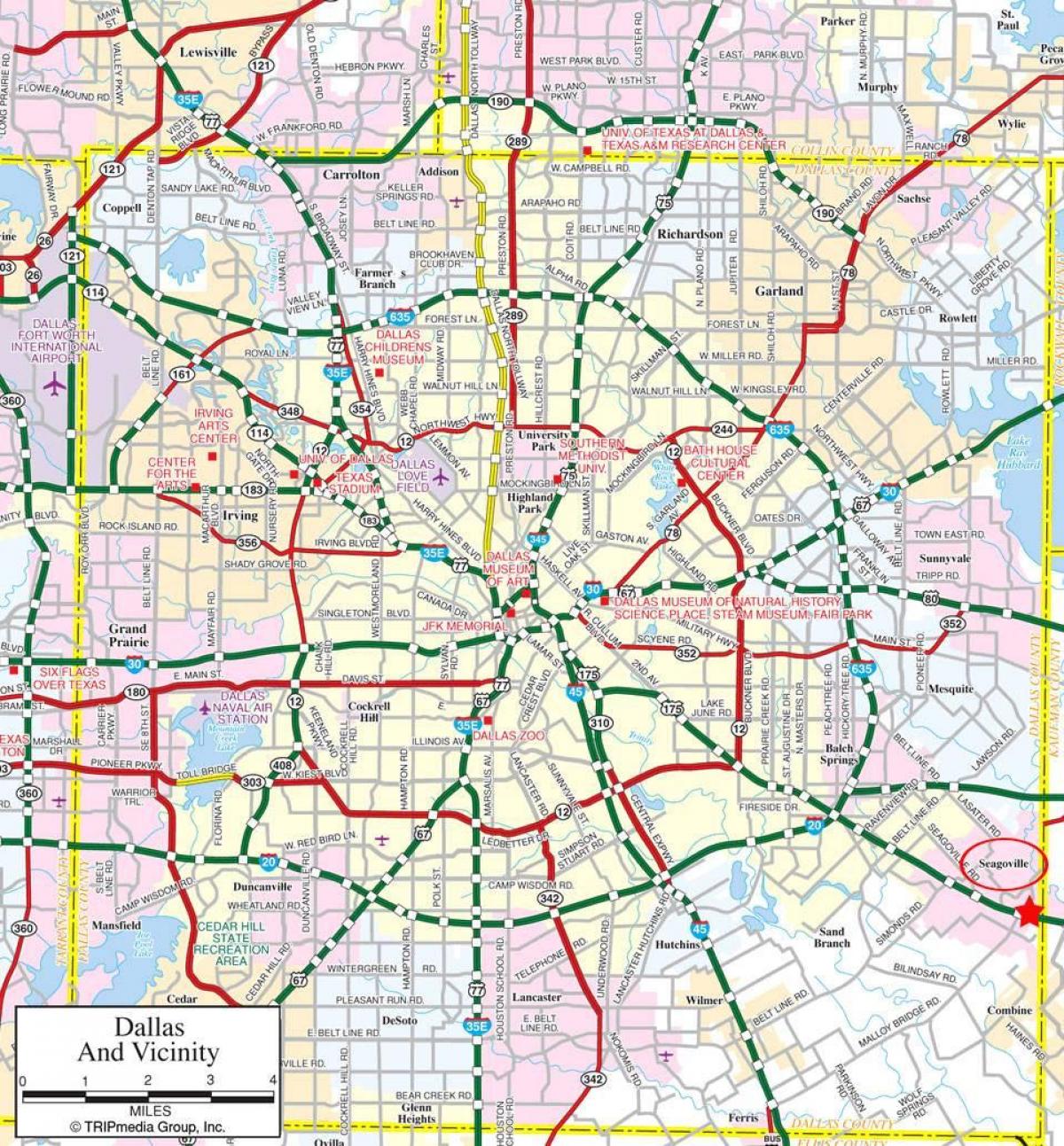 kort af Dallas úthverfi