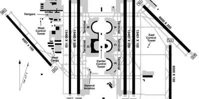 Dallas Fort Worth alþjóðaflugvöllur kort